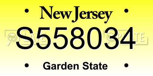 S558034 New Jersey License Plate
