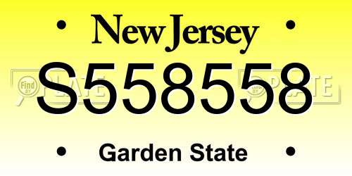 S558558 New Jersey License Plate
