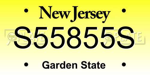 S55855S New Jersey License Plate