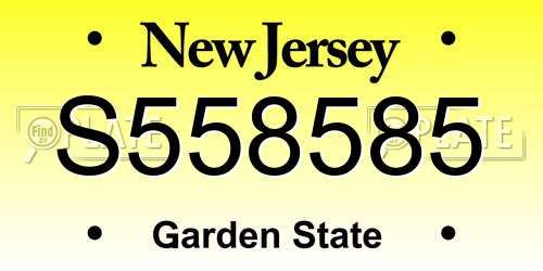 S558585 New Jersey License Plate