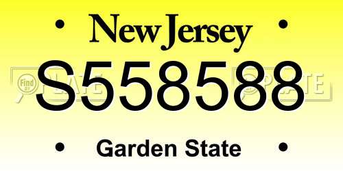 S558588 New Jersey License Plate