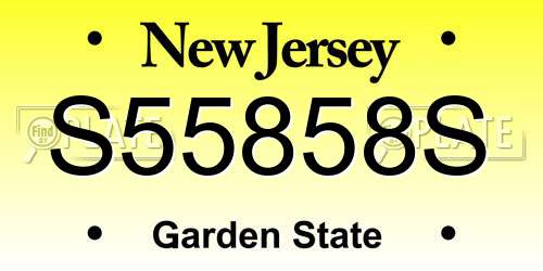S55858S New Jersey License Plate