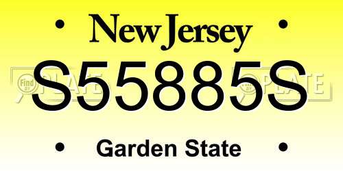 S55885S New Jersey License Plate