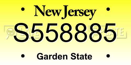 S558885 New Jersey License Plate