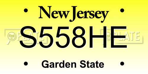 S558HE New Jersey License Plate