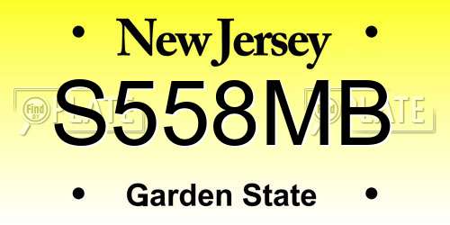 S558MB New Jersey License Plate