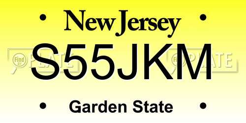 S55JKM New Jersey License Plate