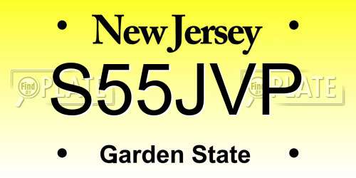 S55JVP New Jersey License Plate