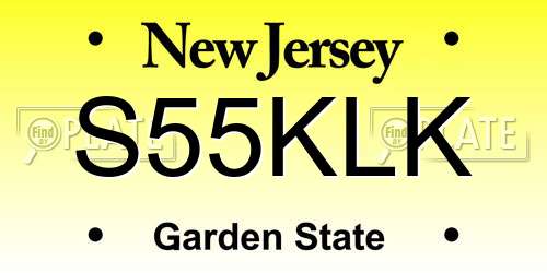 S55KLK New Jersey License Plate