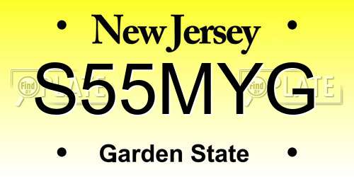S55MYG New Jersey License Plate