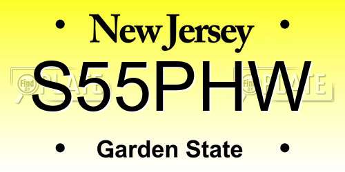 S55PHW New Jersey License Plate