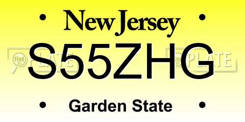 S55ZHG New Jersey License Plate