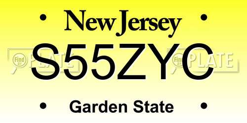 S55ZYC New Jersey License Plate