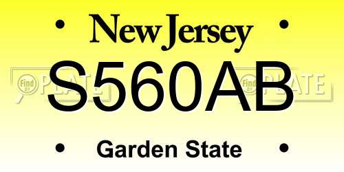 S560AB New Jersey License Plate