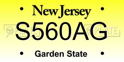 S560AG New Jersey License Plate