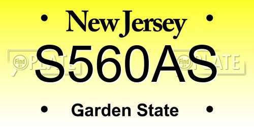 S560AS New Jersey License Plate
