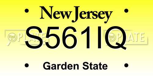 S561IQ New Jersey License Plate
