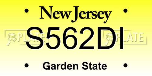 S562DI New Jersey License Plate