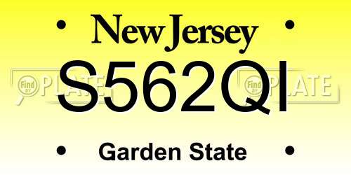 S562QI New Jersey License Plate
