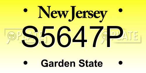 S5647P New Jersey License Plate
