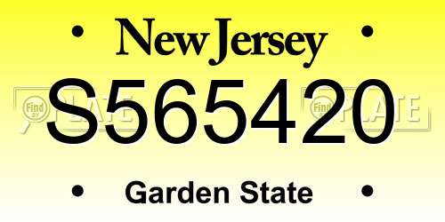 S565420 New Jersey License Plate