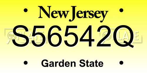 S56542Q New Jersey License Plate