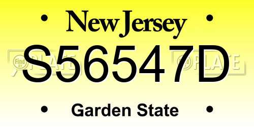 S56547D New Jersey License Plate
