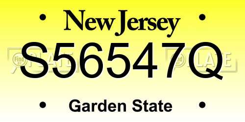 S56547Q New Jersey License Plate