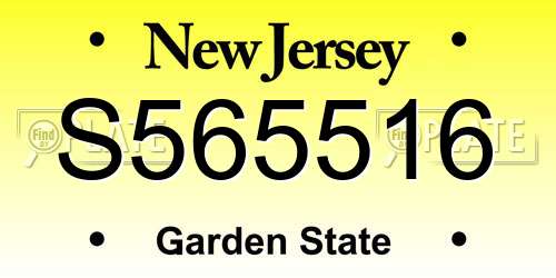 S565516 New Jersey License Plate