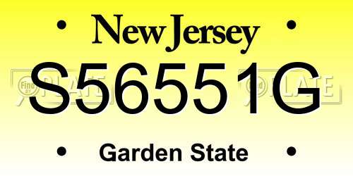 S56551G New Jersey License Plate