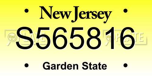 S565816 New Jersey License Plate