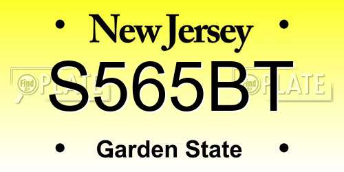 S565BT New Jersey License Plate