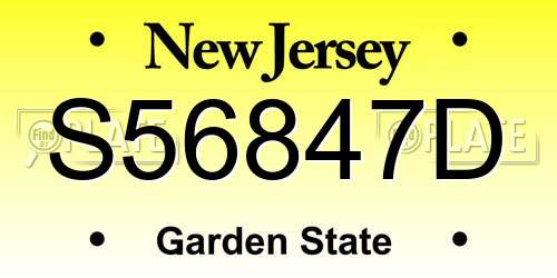 S56847D New Jersey License Plate