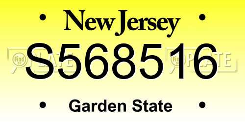 S568516 New Jersey License Plate