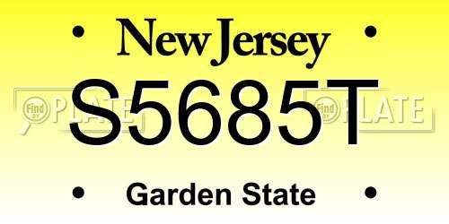 S5685T New Jersey License Plate