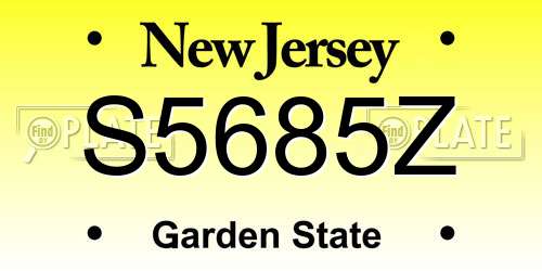 S5685Z New Jersey License Plate