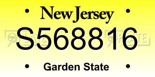 S568816 New Jersey License Plate