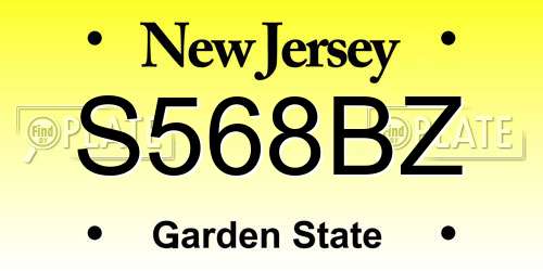S568BZ New Jersey License Plate