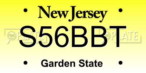 S56BBT New Jersey License Plate