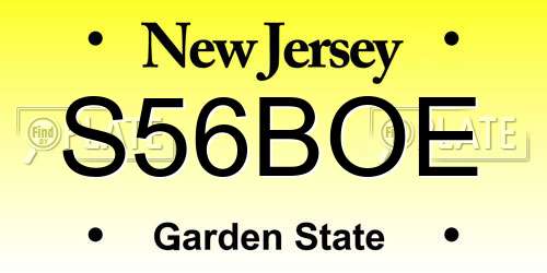 S56BOE New Jersey License Plate