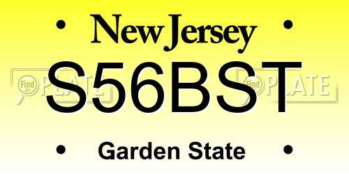 S56BST New Jersey License Plate