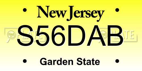 S56DAB New Jersey License Plate