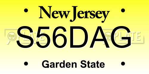 S56DAG New Jersey License Plate