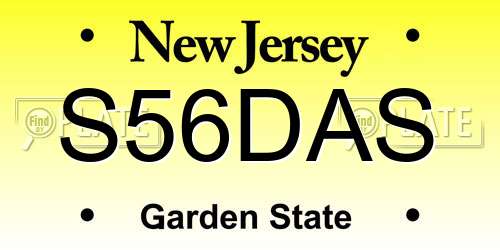 S56DAS New Jersey License Plate