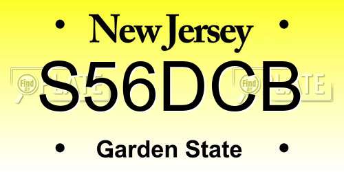 S56DCB New Jersey License Plate