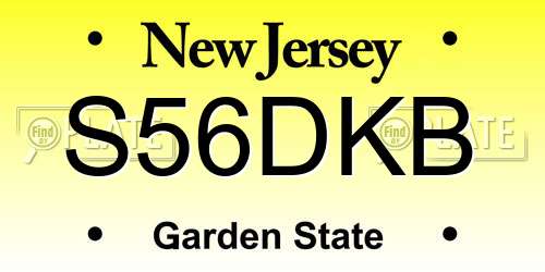 S56DKB New Jersey License Plate