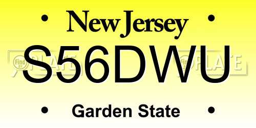 S56DWU New Jersey License Plate