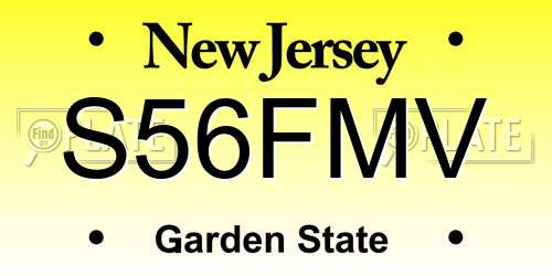 S56FMV New Jersey License Plate