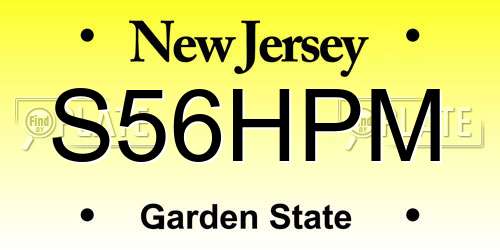 S56HPM New Jersey License Plate