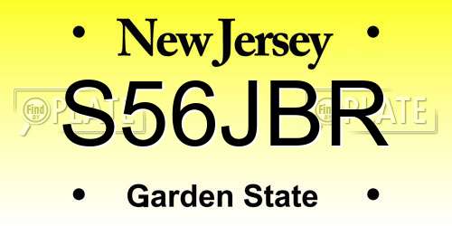 S56JBR New Jersey License Plate
